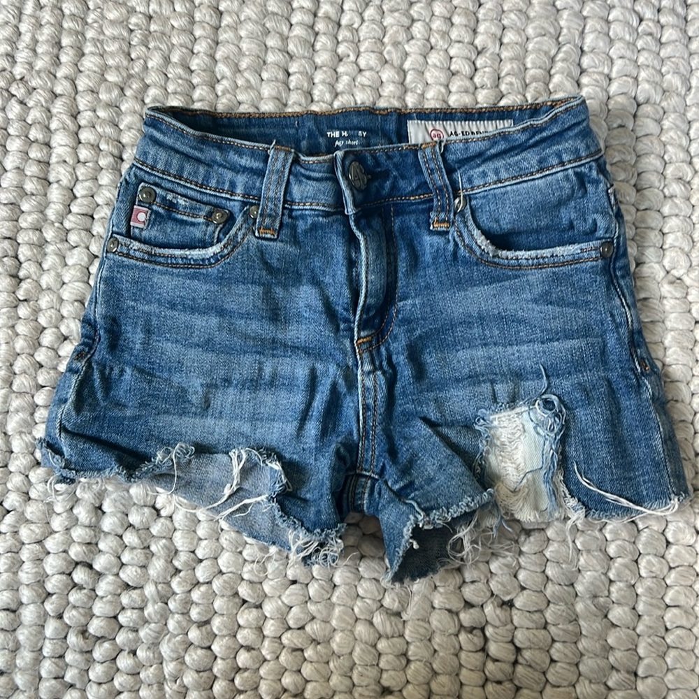 ADRIANO GOLDSCHMEID KIDS Ag-Ed Denim distressed Fray Short Denim Jean Shorts